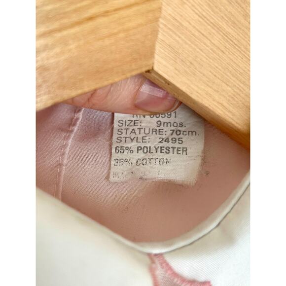 Vintage Baby Girl Smocked Cotton Blend Pink Bubble Suit 9 Months - Picture 6 of 9